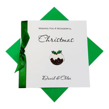 Load image into Gallery viewer, Christmas Pudding Card - Luxury Greeting Card Personalised
