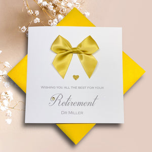 Retirement Card - Personalised Luxury Greeting Card - Regal Bow