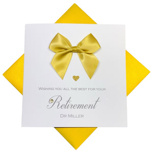 Retirement Card - Personalised Luxury Greeting Card - Regal Bow
