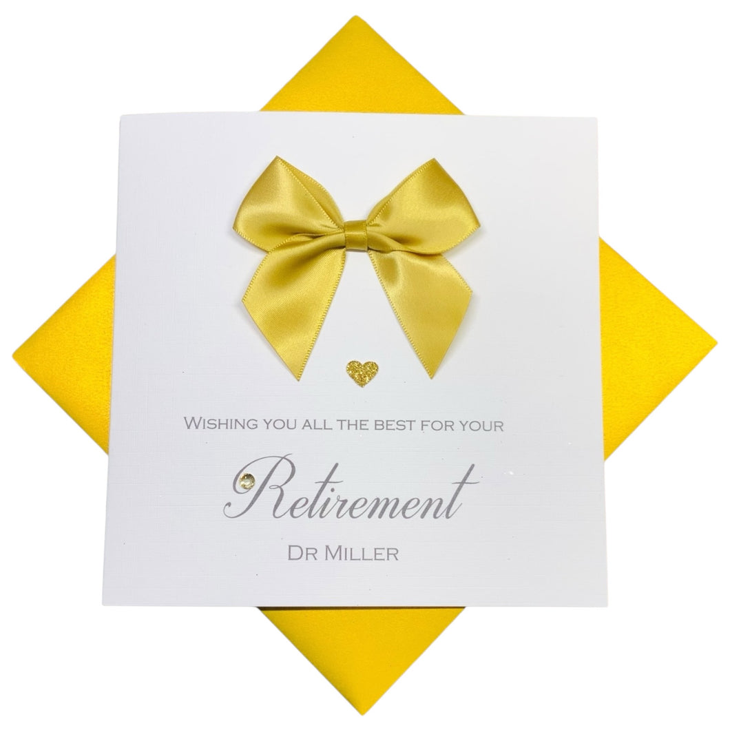 Retirement Card - Personalised Luxury Greeting Card - Regal Bow