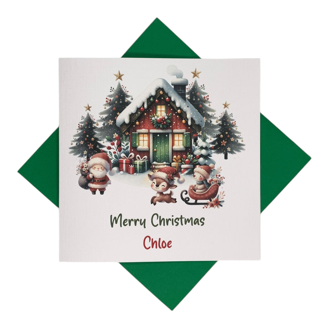 Personalised Christmas Card - Greeting Card Personalised - Santa's Workshop