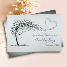 Load image into Gallery viewer, Sister &amp; Brother-in-Law Wedding Day Card - Bride &amp; Groom Luxury Greeting Personalised - Sweeping Heart

