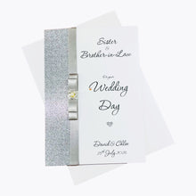 Load image into Gallery viewer, Sister &amp; Brother-in-Law Wedding Day Card - Bride &amp; Groom Luxury Greeting Personalised Bow - 18 Colours
