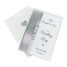 Load image into Gallery viewer, Son &amp; Daughter-in-Law Wedding Day Card - Bride &amp; Groom Luxury Greeting Personalised Bow - 18 Colours
