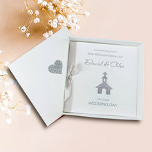 Load image into Gallery viewer, Son &amp; Daughter-in-Law Wedding Day Card - Luxury Greeting Card Personalised - Glitter Church
