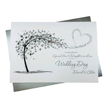 Load image into Gallery viewer, Son &amp; Daughter-in-Law Wedding Day Card - Bride &amp; Groom Luxury Greeting Personalised - Sweeping Heart
