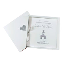 Load image into Gallery viewer, Son &amp; Daughter-in-Law Wedding Day Card - Luxury Greeting Card Personalised - Glitter Church
