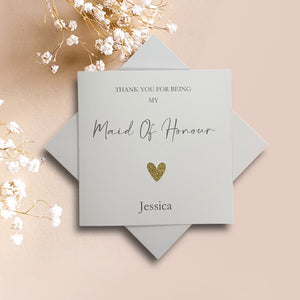 Thank You For Being My Maid Of Honour Greeting Card - Heart Colour Choice