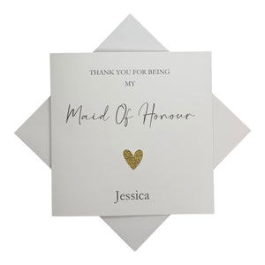 Thank You For Being My Maid Of Honour Greeting Card - Heart Colour Choice