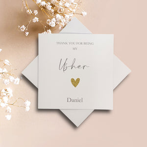 Thank You For Being My Usher Greeting Card - Heart Colour Choice