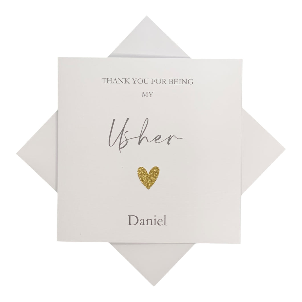 Thank You For Being My Usher Greeting Card - Heart Colour Choice