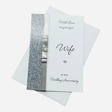 Load image into Gallery viewer, Wife Wedding Anniversary Card - Personalised -14 Colour Coice - Luxury Bow
