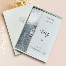 Load image into Gallery viewer, Wife Wedding Anniversary Card - Personalised -14 Colour Coice - Luxury Bow
