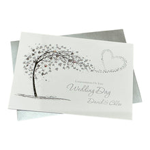 Load image into Gallery viewer, Wedding Day Card - Bride &amp; Groom Luxury Greeting Personalised - Sweeping Heart
