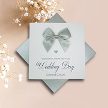 Load image into Gallery viewer, Wedding Day Card - Luxury Greeting Card Personalised - Regal Bow
