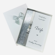 Load image into Gallery viewer, Wife Wedding Anniversary Card - Personalised -14 Colour Coice - Luxury Bow
