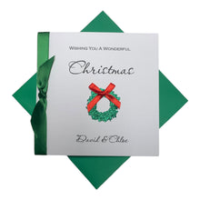 Load image into Gallery viewer, Wreath Christmas Card - Luxury Greeting Card Personalised
