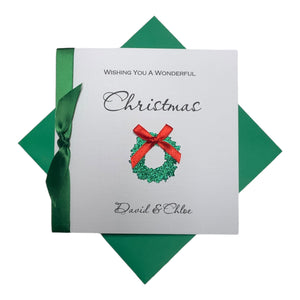 Wreath Christmas Card - Luxury Greeting Card Personalised