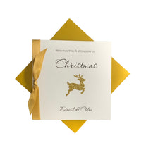 Load image into Gallery viewer, Reindeer Christmas Card - Luxury Greeting Card Personalised
