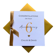 Load image into Gallery viewer, 6th Anniversary Card - Iron 6 Year Sixth Wedding Anniversary  Greeting Card, Gift for Wife Husband Couple Friends - Ribbon Number
