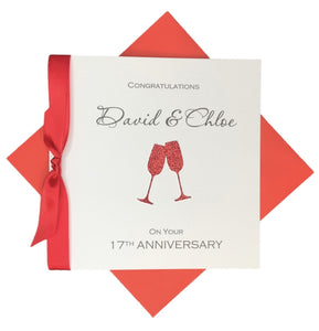 17th Anniversary Card - Furniture 17 Year Wedding Anniversary Luxury Greeting Card Personalised - Champagne