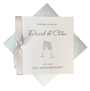 20th Anniversary Card - China 20 Year Wedding Anniversary Luxury Greeting Card Personalised - Champagne