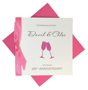 29th Anniversary Card - Furniture 29 Year Wedding Anniversary Luxury Greeting Card Personalised - Champagne