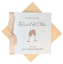 Load image into Gallery viewer, 30th Anniversary Card - Pearl 30 Year Wedding Anniversary Luxury Greeting Card Personalised - Champagne
