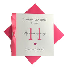 Load image into Gallery viewer, 11th Wedding Anniversary Card - Steel 11 Year Eleventh Anniversary  Greeting Card Gift for Wife Husband Couple Friend - Ribbon Number
