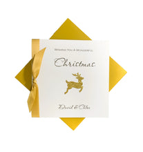 Load image into Gallery viewer, Reindeer Christmas Card - Luxury Greeting Card Personalised
