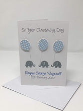 Load image into Gallery viewer, Elephant Balloon Boys Christening Card - Baptism, Naming Day Etc
