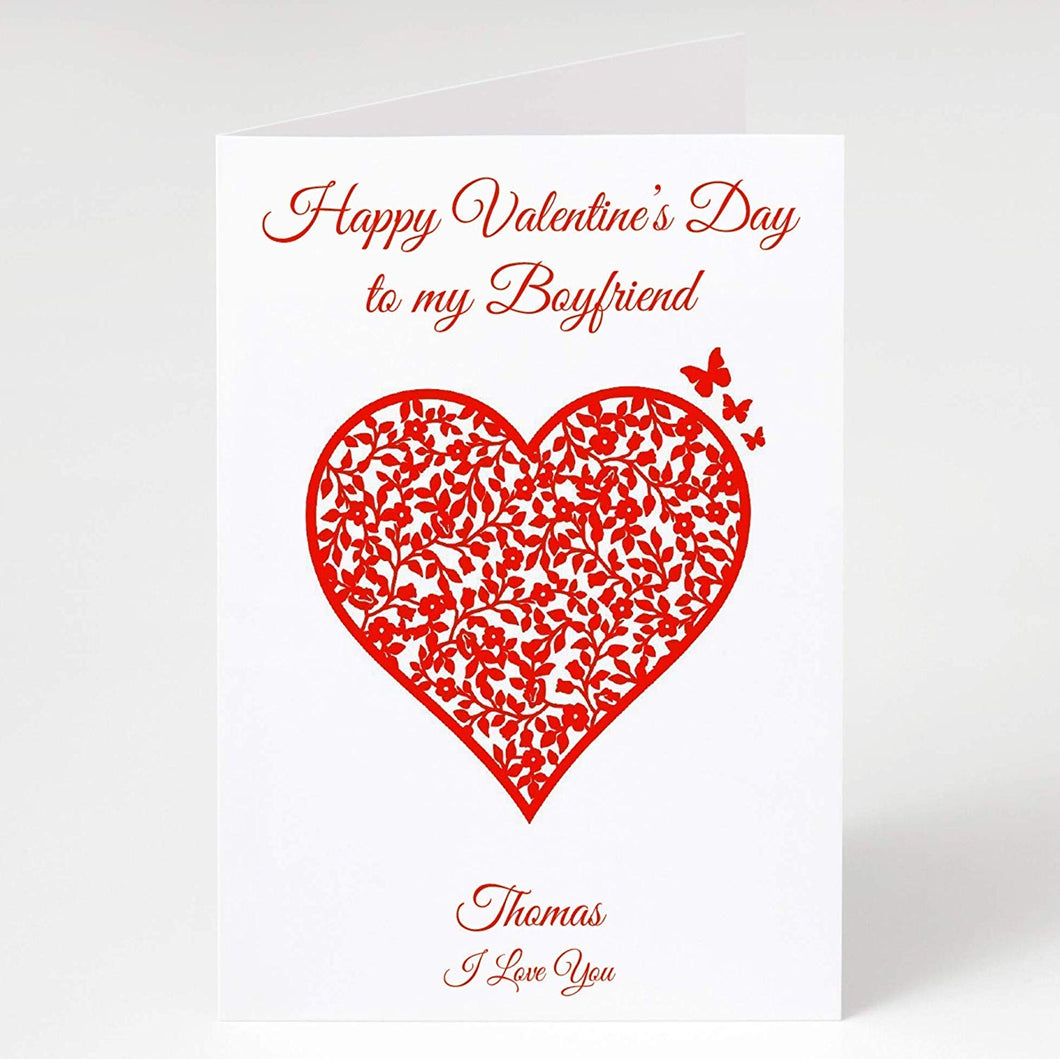 Valentine's Day Card 'To My Boyfriend' Personalised I Love You Vintage Heart Gift Romantic