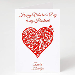 Valentine's Day Card 'To My Husband' Personalised I Love You Vintage Heart Gift Romantic