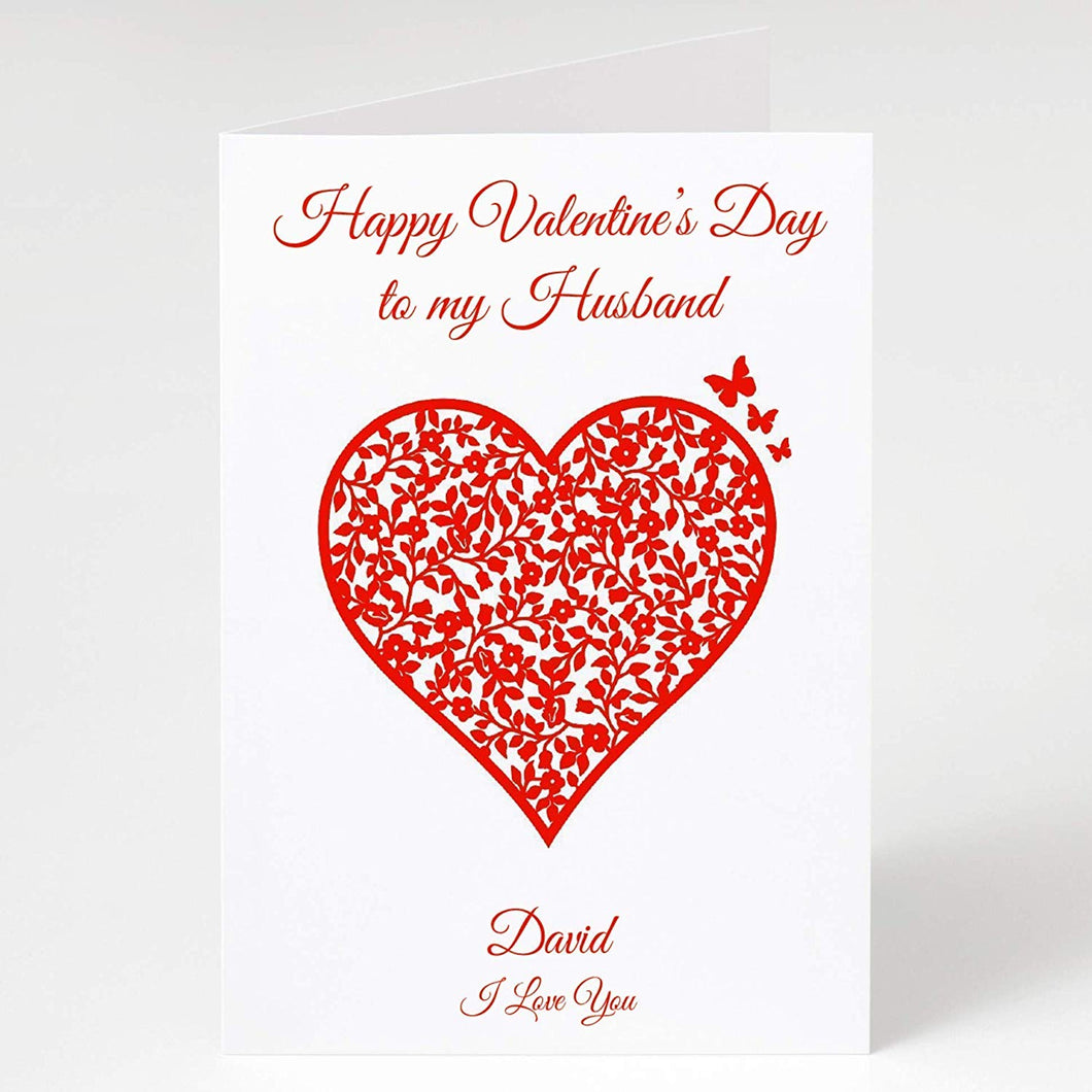 Valentine's Day Card 'To My Husband' Personalised I Love You Vintage Heart Gift Romantic