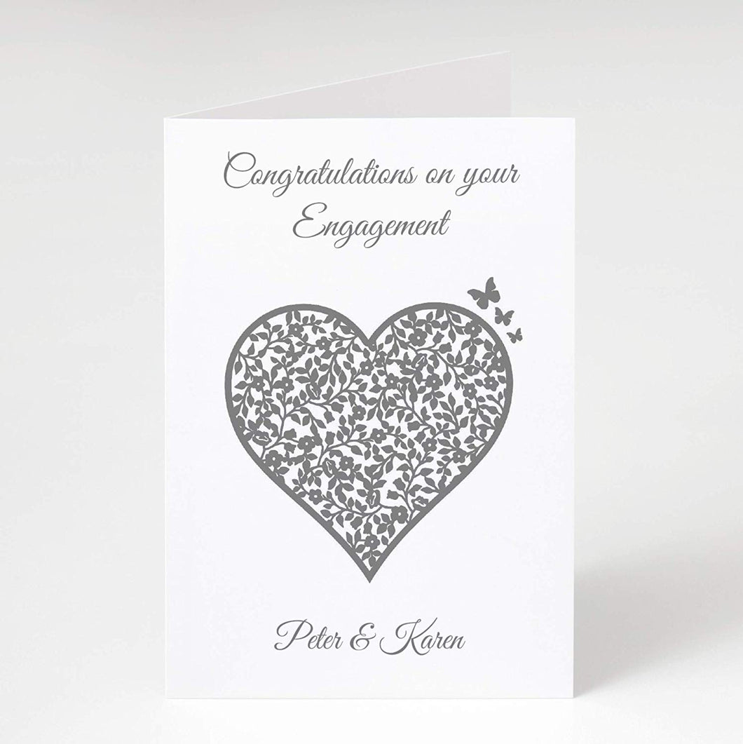 Congratulations On Your Engagement Personalised Card - Vintage Heart