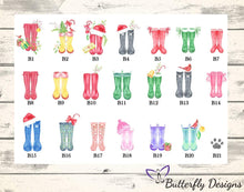 Load image into Gallery viewer, Christmas Wellington Boots Family Watercolour Print - Design 2

