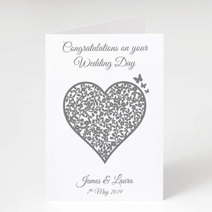 Congratulations On Your Wedding Day Personalised Card - Vintage Heart