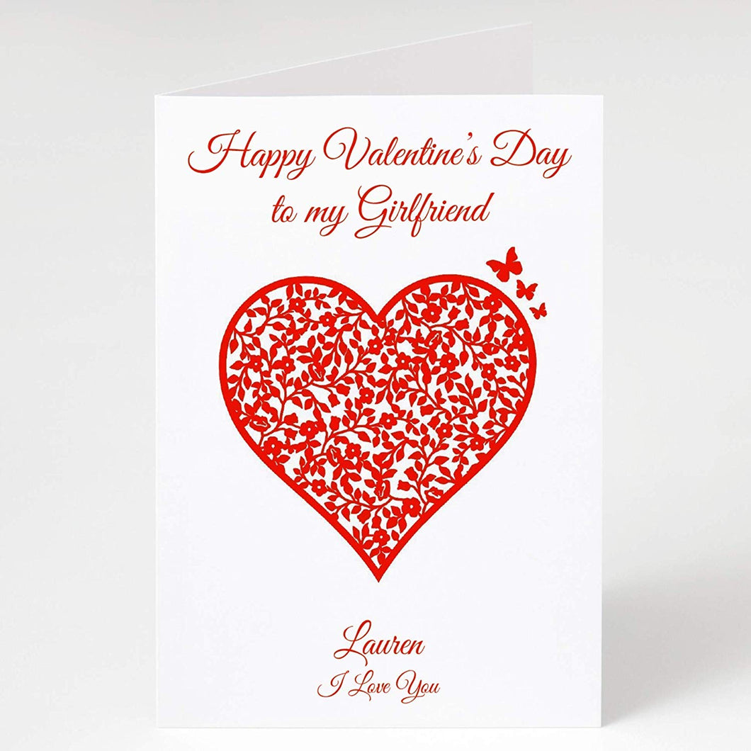 Valentine's Day Card 'To My Girlfriend' Personalised I Love You Vintage Heart Gift Romantic