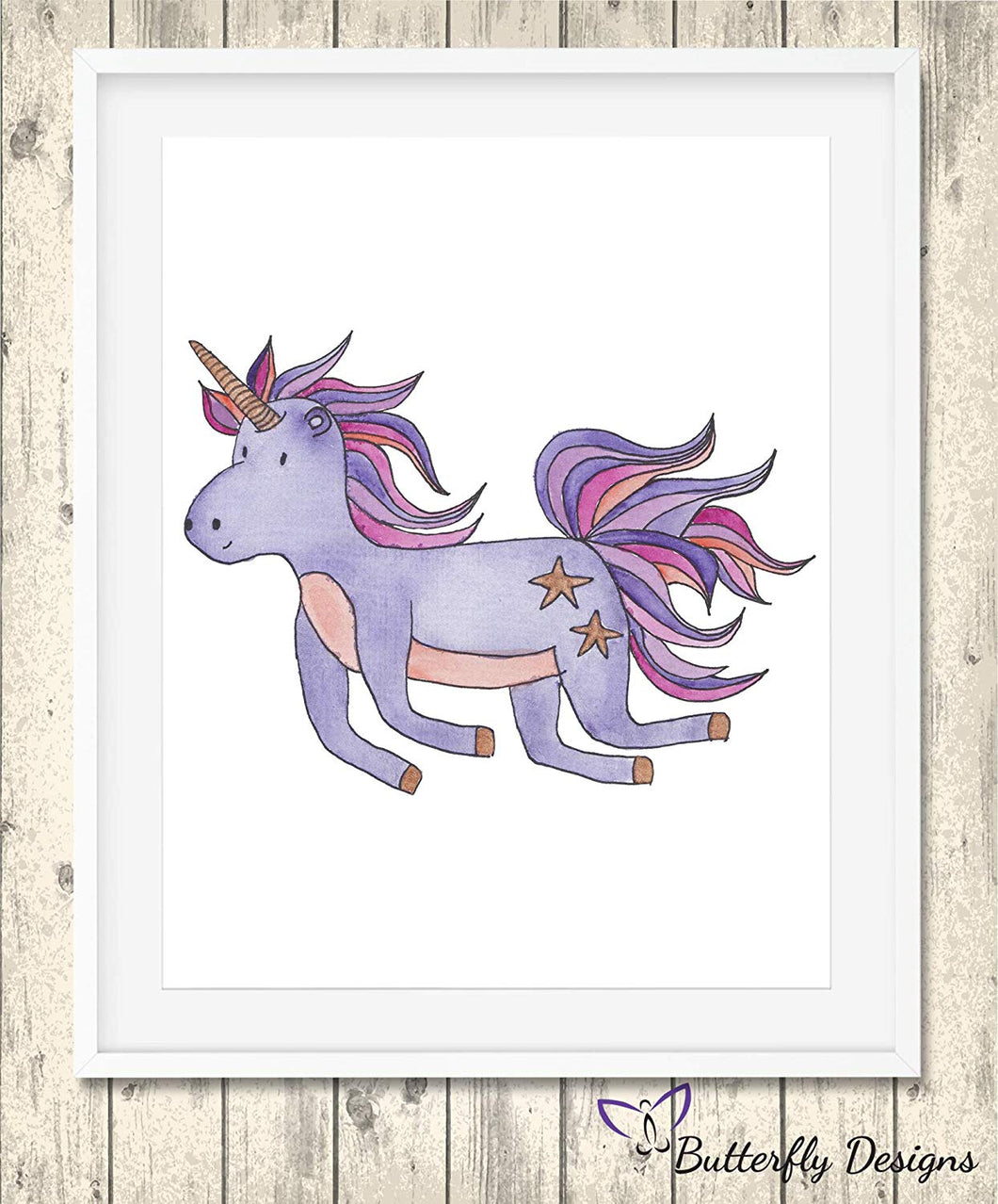 Unicorn Watercolour Wildlife Animal A4 Print Picture