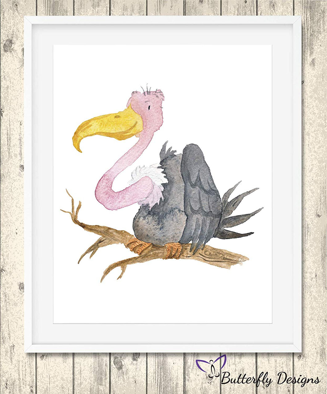 Vulture Watercolour Wildlife Animal A4 Print Picture