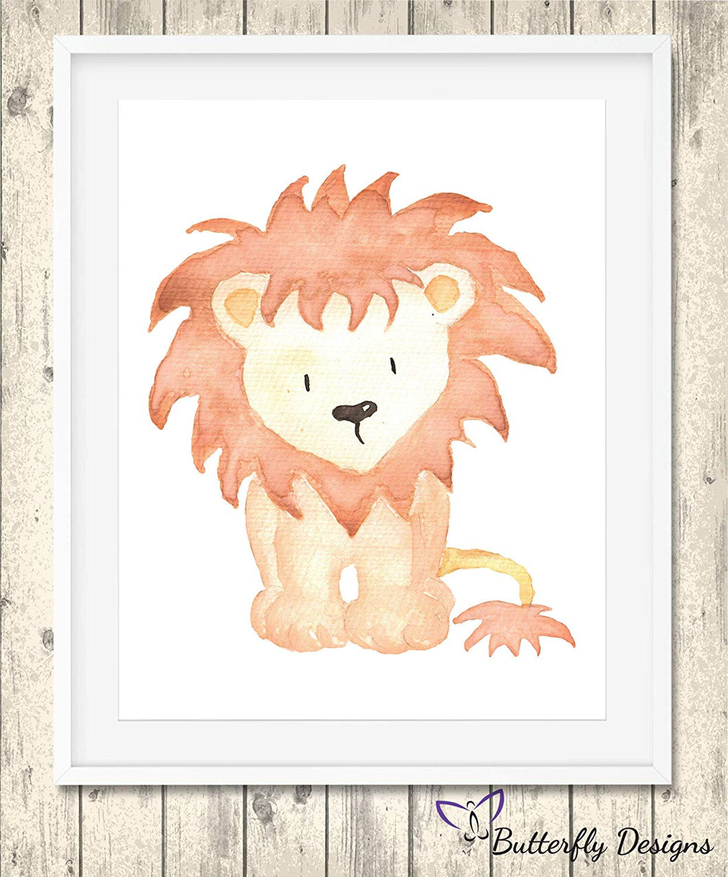 Lion Watercolour Wildlife Animal A4 Print Picture