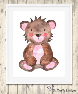 Bear Watercolour Wildlife Animal A4 Print Picture
