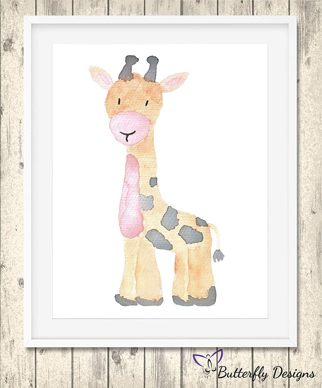 Giraffe Watercolour Wildlife Animal A4 Print Picture