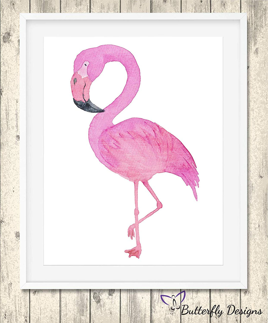 Flamingo Watercolour Wildlife Animal A4 Print Picture