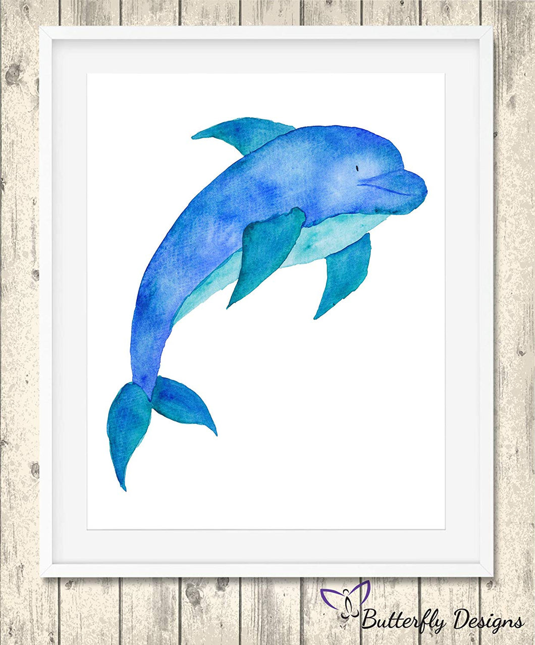 Dolphin Watercolour Wildlife Animal A4 Print Picture
