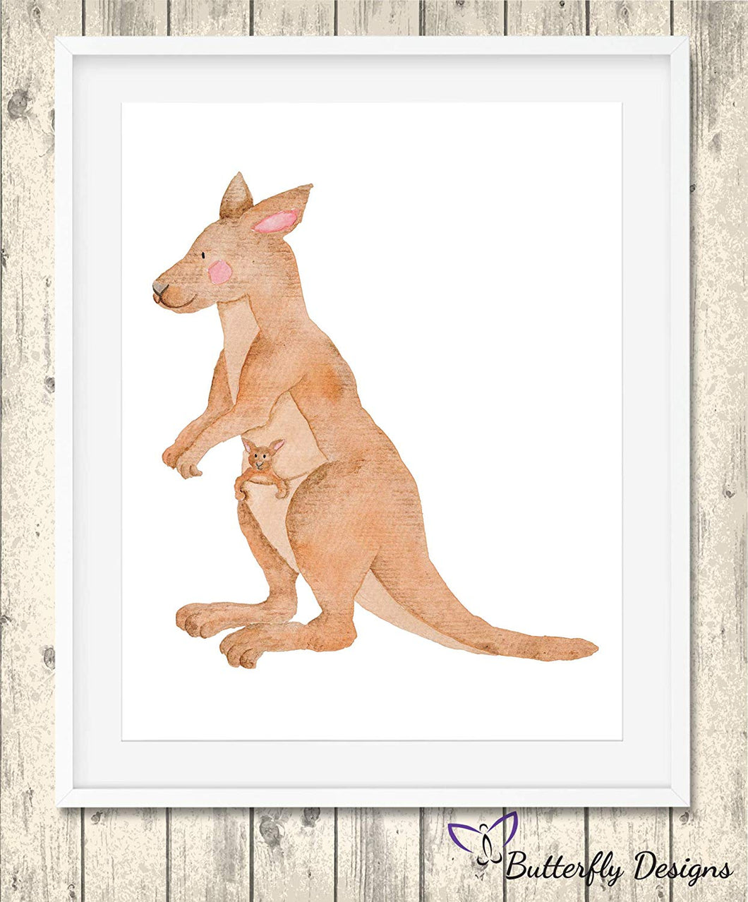 Kangaroo Watercolour Wildlife Animal A4 Print Picture