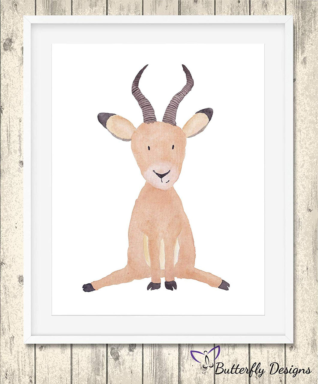 Antelope Watercolour Wildlife Animal A4 Print Picture