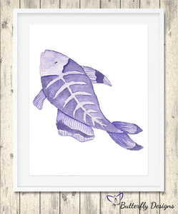 Fish Watercolour Wildlife Animal A4 Print Picture