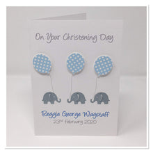 Load image into Gallery viewer, Elephant Balloon Boys Christening Card - Baptism, Naming Day Etc
