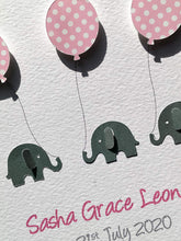 Load image into Gallery viewer, Elephant Balloon Girls Christening Card - Baptism, Naming Day Etc
